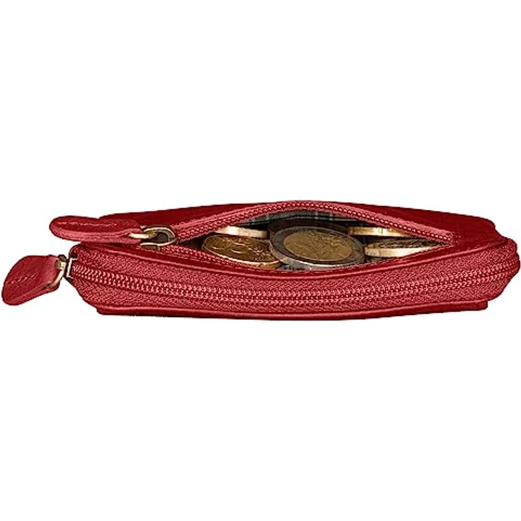 Benthill Schlüsseltasche Echt-Leder mit 2 Schlüsselringen - Schlüsseletui mit Kartenfach - Schlüsselanhänger mit Kleingeldfach, Farbe:Rot – Bild 5