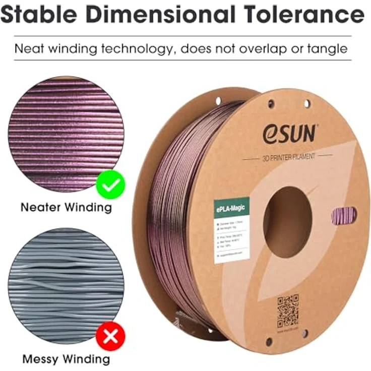 eSUN ePLA-Magic Glitter Dual Color PLA Filament 1.75mm, Dunkel Glänzendes Violett, Maßgenauigkeit +/- 0.05mm, 1KG Spule für 3D Drucker – Bild 2
