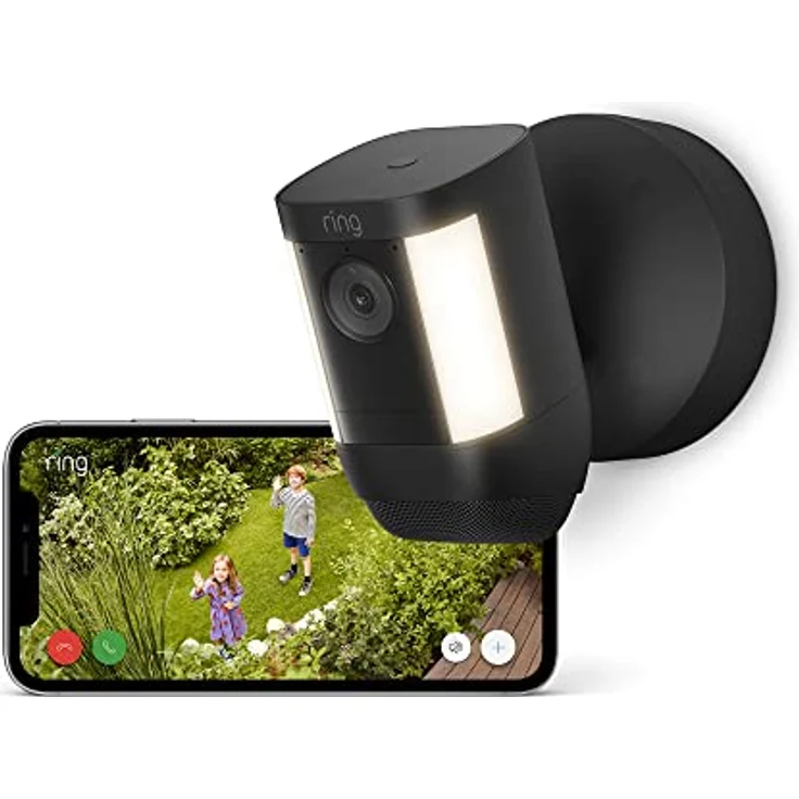 Ring Spotlight Kamera Pro Kabel (Spotlight Cam Pro Wired)| Überwachungskamera aussen mit HDR-Video, WLAN, Bewegungserfassung, Alexa-kompatibel | Festverdrahtete Sicherheitskamera mit LED & Sirene, schwarz – Bild 1