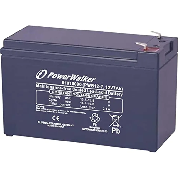 PowerWalker BlueWalker PWB12-7, USV-Akku 12 V, 7 Ah, plombierte Bleisäure (VRLA)