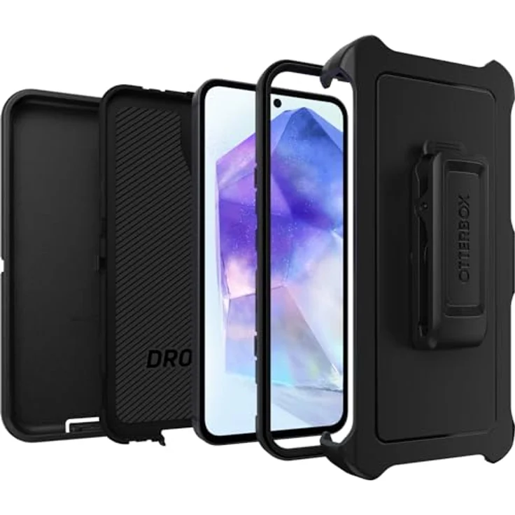 OtterBox Defender Hülle für Samsung Galaxy A55 5G, stoßfest, sturzsicher, extrem robust, Schutzhülle, 5X mehr Stürze als nach Militärstandard, kompatibel mit kabellosem Aufladen, Schwarz – Bild 4
