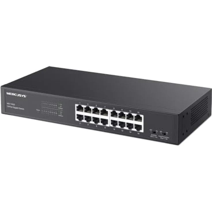 Mercusys MS116GS, 16-Port Gigabit Switch, Unmanaged, Plug & Play, isolierter Client-Datenverkehr, robustes Metallgehäuse, 294 x 140 x 44 mm – Bild 3