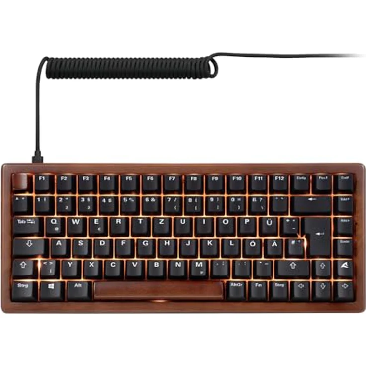 Sharkoon SKILLER SGK50 S3 Wood PBT, Gaming-Tastatur mit 75%-Layout, Gateron G Pro 3.0 Yellow Switches, RGB-Beleuchtung, Holzoptik, Schwarz – Bild 2