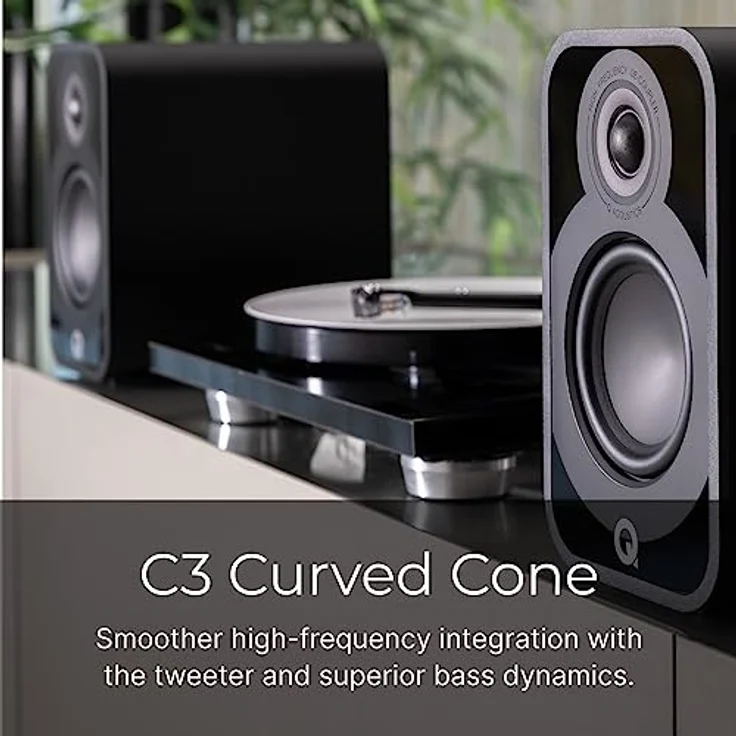 Q Acoustics 5010 Kompakte Bücherregal-Lautsprecher, 11,4 cm Mittel-/Bass-Treiber, 2,5 cm Hochtöner, MDF-Gehäuse, Schwarz – Bild 3