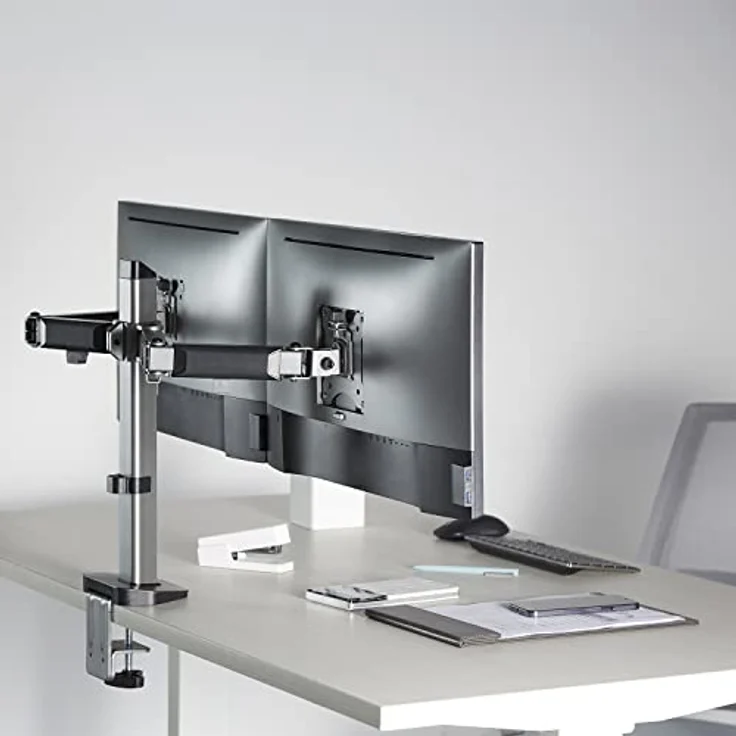 Ergo Office ER-449 Deluxe 2-Fach Gelenk-Monitorhalterung Tischhalterung 17-32" Zoll Schwenkbar Neigbar Höhenverstellbar Doppelarm VESA 75x75 100x100 bis 2x9kg (2-Fach) – Bild 2