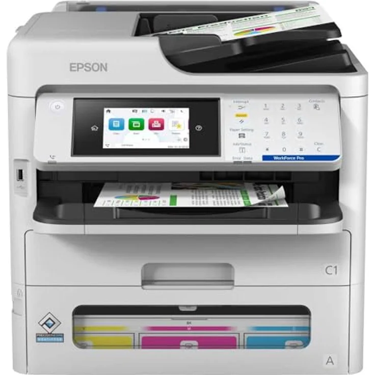 Epson WorkForce Pro EM-C800RDWF, Multifunktionsdrucker mit Duplex-Scan, Heat-Free Drucktechnologie, Schwarz – Bild 1