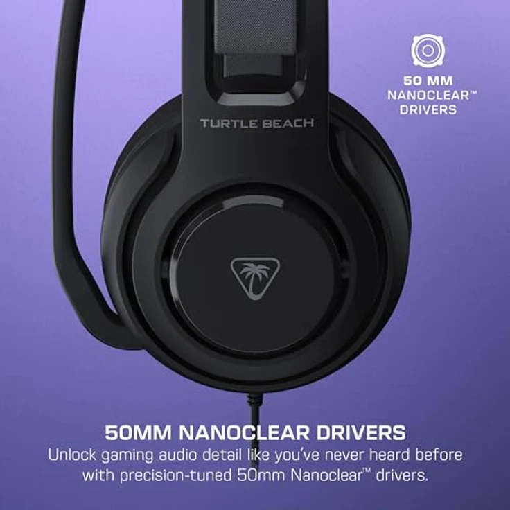 Turtle Beach Atlas 200, Wired PC Gaming Headset mit 50-mm-Nanoclear-Treibern, 24-Bit-Audio und Flip-to-Mute-Mikrofon – Bild 2
