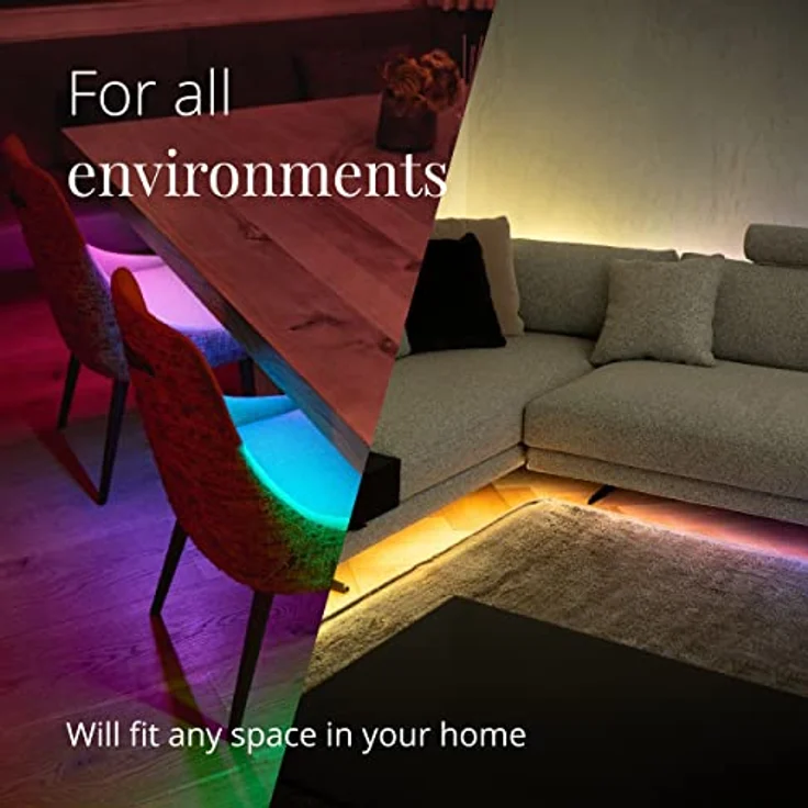 Twinkly Line – Starter Kit App-gesteuertes Selbstklebendes + Magnetisches LED-Lichtband mit RGB (16 Millionen Farben) LEDs. Ausziehbar. 1,5 Meter. Weißer Streifen. Innen Smart Home Dekoration Licht - Preisvergleich – Bild 5