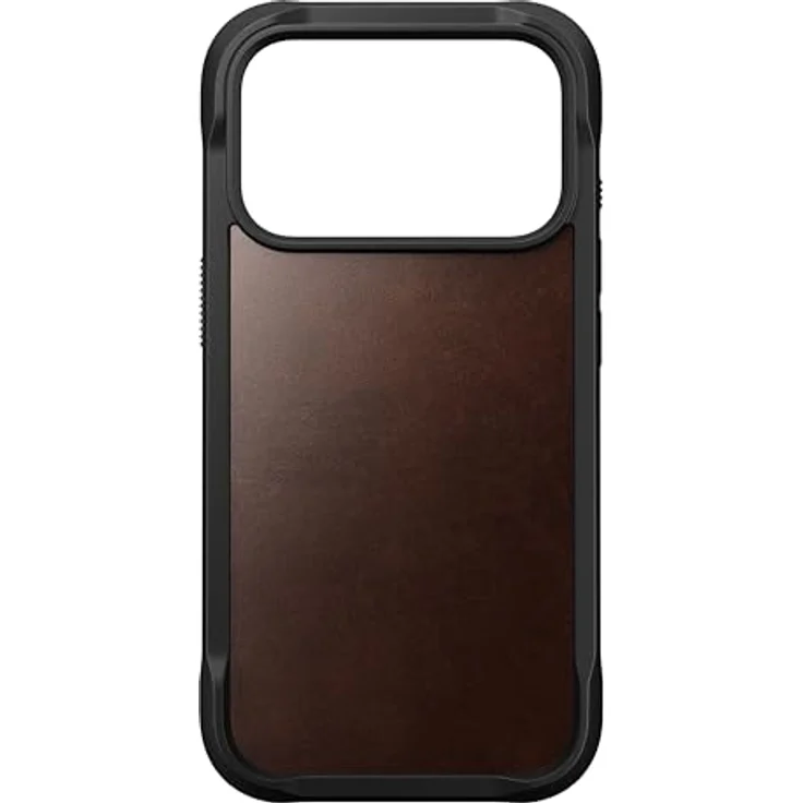 NOMAD Rugged Leather Case für iPhone 17 Pro, MagSafe-kompatible Schutzhülle aus Polycarbonat mit TPU-Bumper und matte PET-Rückseite, Rustic Brown Horween – Bild 1