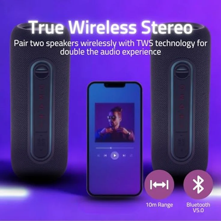 Nedis Bluetooth-Lautsprecher - max. Batteriespielzeit: 4 Std - Handgerät - 30 W - Stereo - Eingebaut, Schwarz – Bild 7