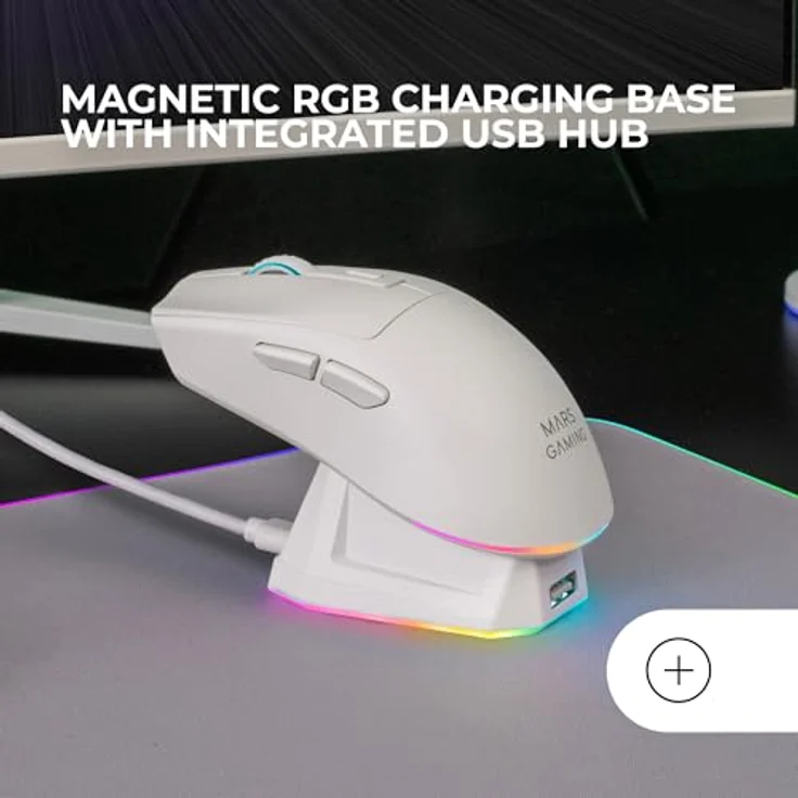 Mars Gaming MM-T3W, Gaming Maus mit 14400 DPI, kabellos und kabelgebunden, ergonomisches Design für Rechtshänder, schwarze Beleuchtung – Bild 4