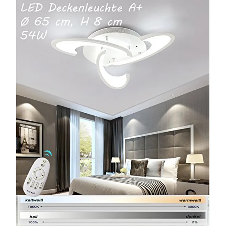 Eurotondisplay LED Deckenleuchte 2127-3 Ø 65 cm LED 59W mit Fernbedienung, kalt-warm einstellbare Lichtfarbe, dimmbar, weiß lackierter Metallrahmen – Bild 2