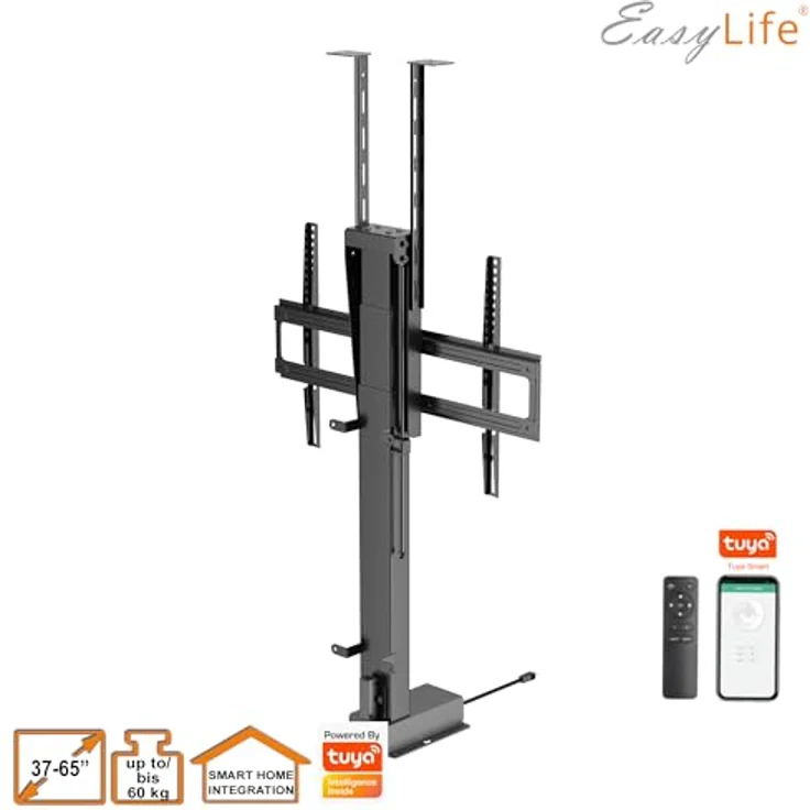 EasyLife EL-LM V2, motorisierter TV Lift mit Smart Home Funktion, elektrisch ausfahrbar & absenkbar, 37 bis 65 Zoll, VESA bis 600x400, schwarz – Bild 5