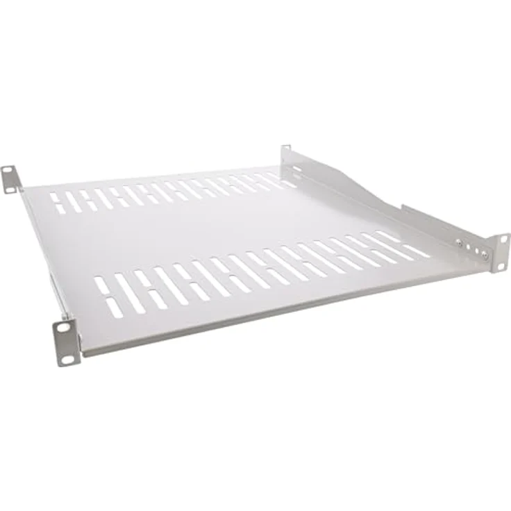 InLine 19" Fachboden, 550mm, 50kg, 1HE, RAL 7035 grau - Strapazierfähiger Server-Zubehör Fachboden aus hochwertigem SPCC-Stahl – Bild 2