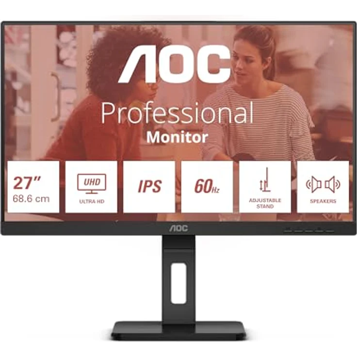 AOC 27E4CV 27 Zoll Full HD Monitor, höhenverstellbar, 120 Hz, USB-C (90 W Power Delivery), integrierte Lautsprecher, schwarz – Bild 2