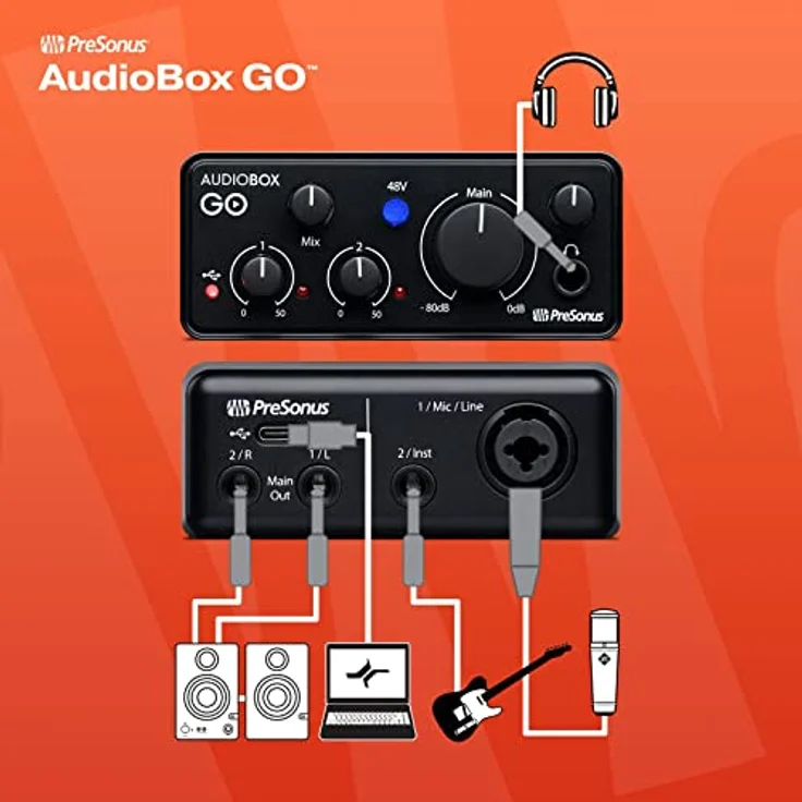 PreSonus AudioBox GO | USB-C-Audio-Interface für die Musikproduktion inklusive Aufnahmesoftware (DAW) Studio One, Musik-Tutorials, Sample-Sounds und virtuellen Instrumenten – Bild 3