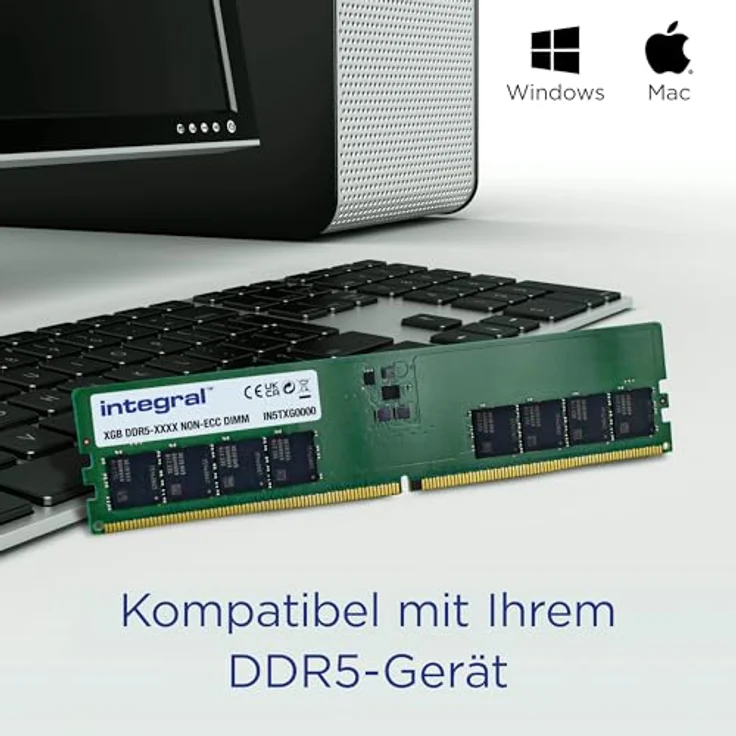 Integral IN5T8GNJWDX, 8 GB DDR5 Arbeitsspeicher mit 5600 MHz, 288-pin DIMM – Bild 3