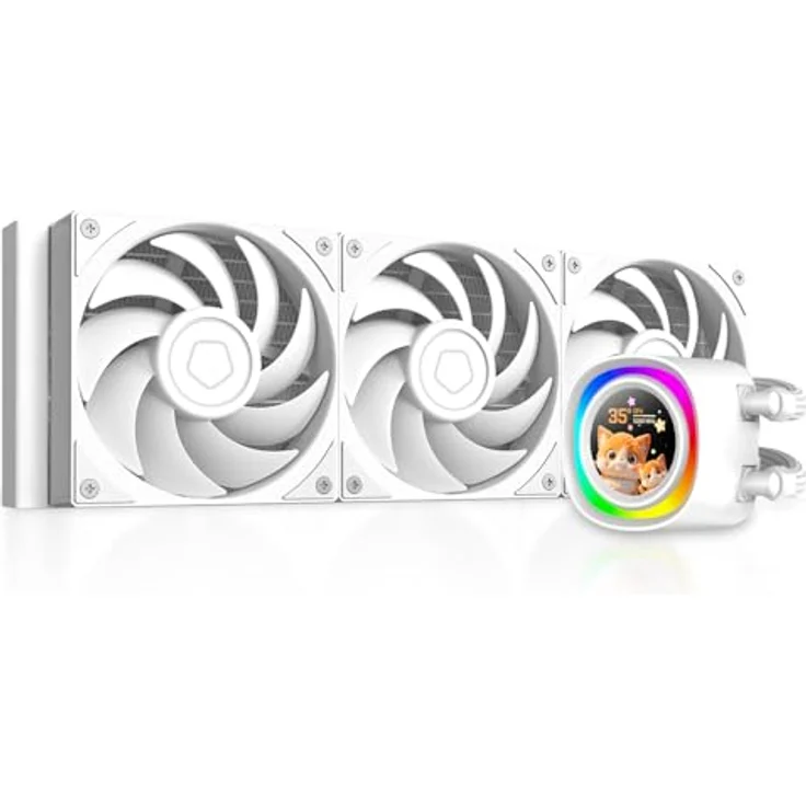ID-COOLING FX360 LCD PE White, CPU Wasserkühler AIO mit 1,48 Zoll LCD-Display, ARGB-Beleuchtung, 350W TDP, für Intel & AMD – Bild 1