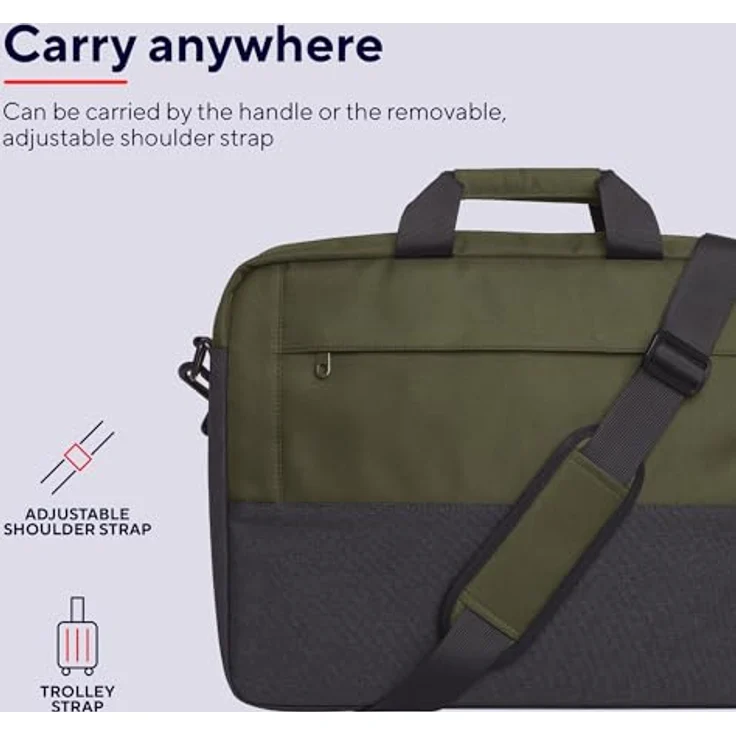 Trust Lisboa Laptoptasche 16 Zoll, Umhängetasche Herren Damen mit Trolley-Gurt, Tasche aus Recycelten PET-Flaschen, Arbeitstasche für Reisen Business MacBook Notebook HP Dell Asus Lenovo - Grün – Bild 4