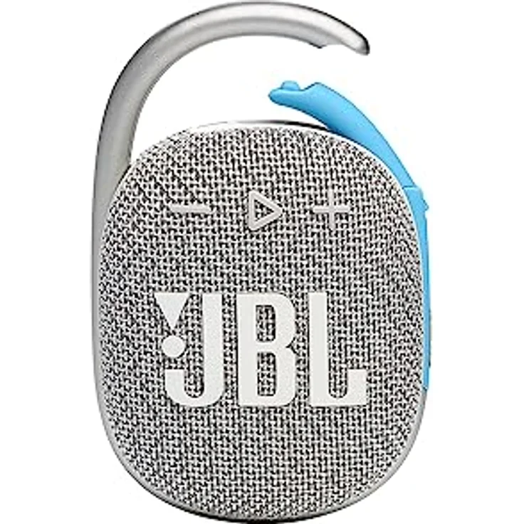 JBL Clip 4 Eco Bluetooth Lautsprecher aus recyceltem Material in Weiß – Wasserdichte, tragbare Musikbox mit praktischem Karabiner – Bis zu 10 Stunden kabelloses Musik Streaming – Bild 1