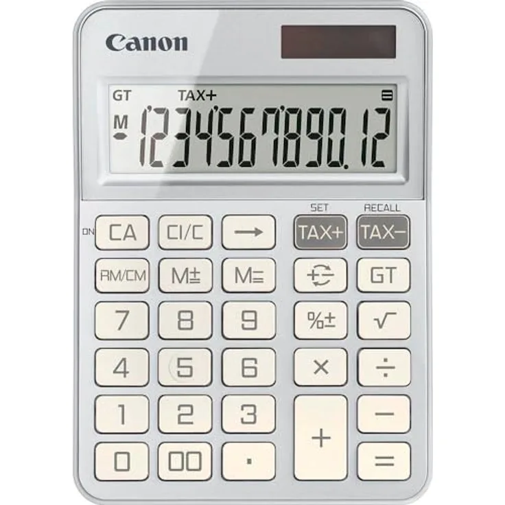 Canon KS-125KB-SL, Scientific Calculator, Dual Power Battery, Tax Calculations and Grand Total Function, Large Upright Angled Display, Silver