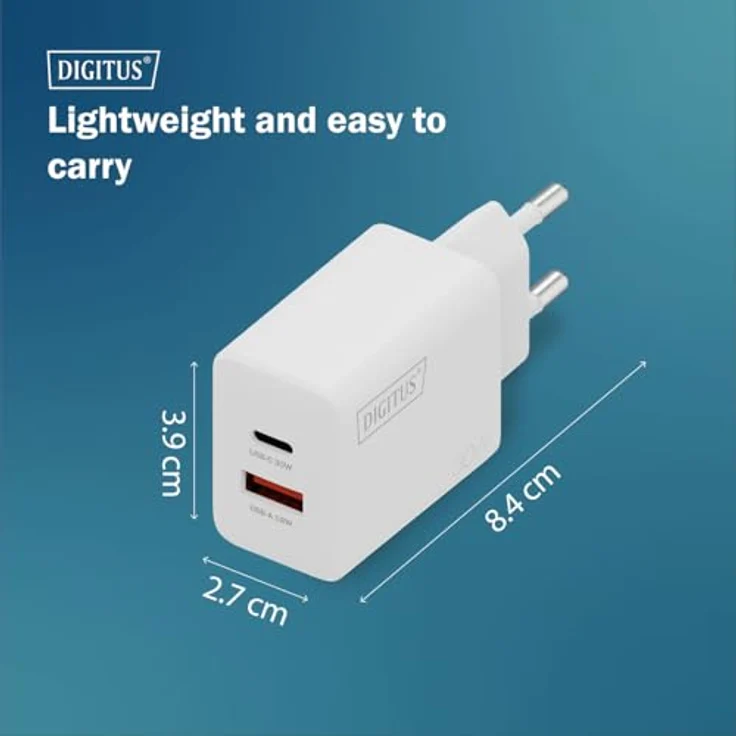 DIGITUS USB GaN Charger 30W, 1x USB-C, 1x USB-A, kompakt, bis zu 30W Leistung für Smartphones und Tablets – Bild 8
