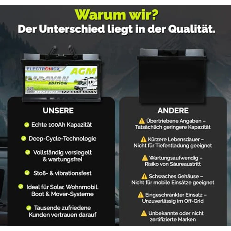 Electronicx Caravan Edition AGM Batterie 100AH 12V - Wartungsfreie Versorgungsbatterie für Wohnmobile, Boote und Solaranlagen – Bild 6