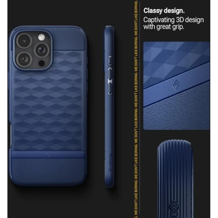 Caseology Parallax Mag für iPhone 16 Pro Hülle - Ergonomischer 3D Hexa Cube, Militärqualität, Fallschutz - Midnight Blue – Bild 3