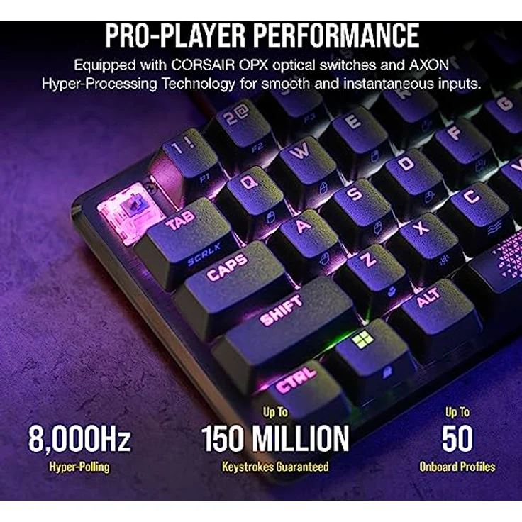 Corsair K65 PRO Mini RGB 65% Optical Mechanical Gaming Keyboard - OPX Schalter - PBT Double-Shot Tastenkappen - iCUE Kompatibel - QWERTY NA Layout - Schwarz – Bild 4