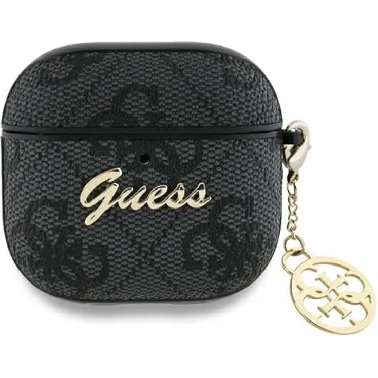 CG MOBILE Fall CG MOBILE Guess 4G Charm Collection, Hardcase aus Öko-Leder und PC für AirPods 4, schwarz