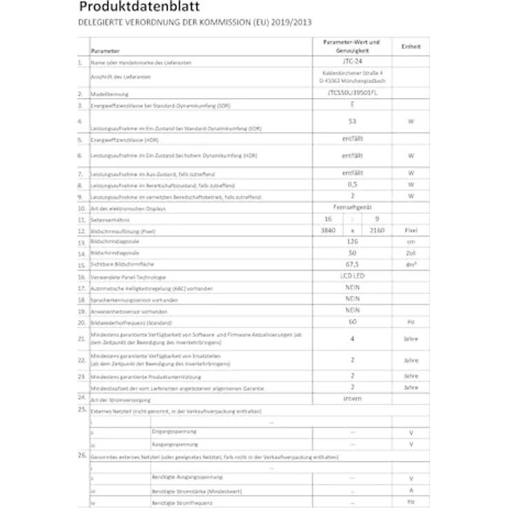 JTC-24 50" rahmenloser UHD Smart TV JTCS50U39501FL, VIDAA, Triple Tuner, Schwarz – Bild 4