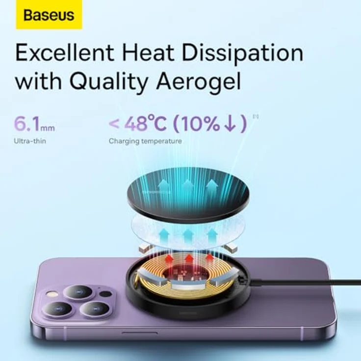 Baseus Wireless Charger Magnetic Simple Mini3, 15W Black - Hochwertige Leistung, Ergonomisches Design und Ideale Qualität – Bild 2