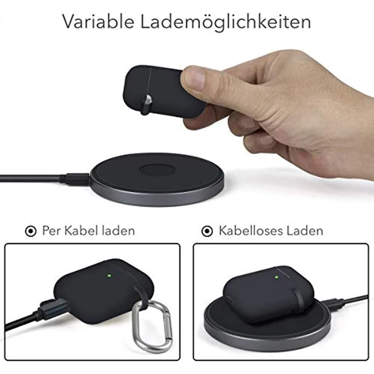 AVANA Kopfhörer-Schutzhülle Hülle für Apple AirPods 1 & 2, Silikon Case, 360° Cover, Ladecase Tasche, Rot und Schwarz – Bild 4