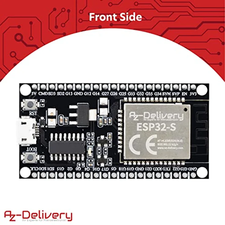 AZDelivery ESP32S NodeMCU WLAN WiFi Development Board mit CH340, kompatibel mit Arduino, inklusive E-Book, leistungsstarker ESP32S-Microcontroller, Dual-Mode Wi-Fi und Bluetooth-Chips, 40nm Low-Power-Technologie – Bild 2