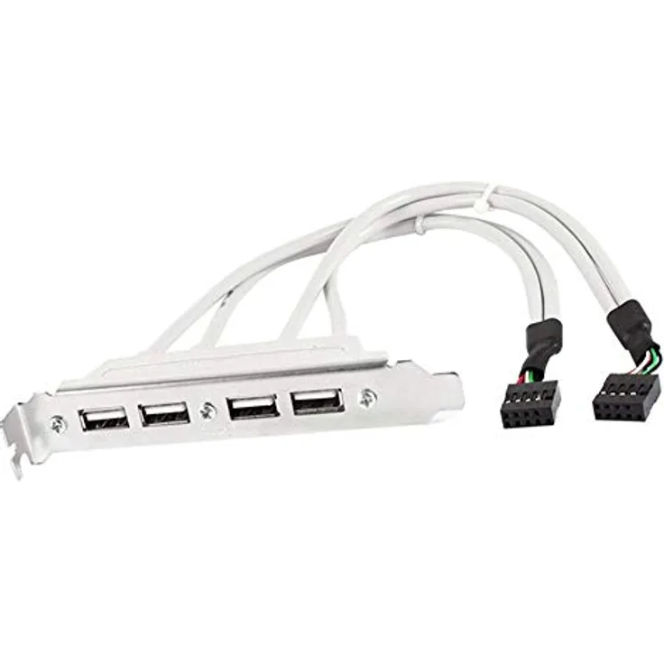 Aukson P89 USB 2.0 Slotblech, 2X 9-Pin Mainboard Header auf 4X USB-Typ-A Buchsen, Erweiterungskabel für PC-Gehäuse mit PCI-Steckplatzabdeckung