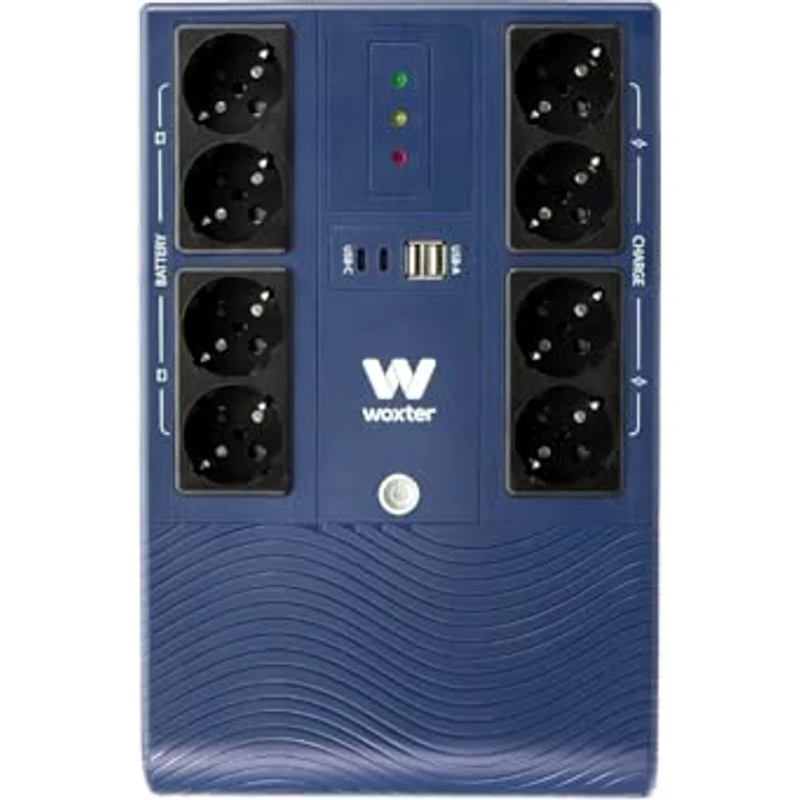 Woxter Base Multiuso UV, Line-Interaktive USV mit 720W Leistung, 8 Schuko-Steckdosen und 4 USB-Ladeanschlüssen, blau – Bild 1