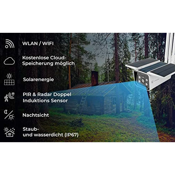 LUVISION WLAN / WiFi & Solar IP Überwachungskamera | autonome kabellose Outdoor-Kamera Solarpanel & WLAN | Full HD Nachtsicht | Gegensprechanlage | Cloud | ALEXA & Google Home kompatibel – Bild 2