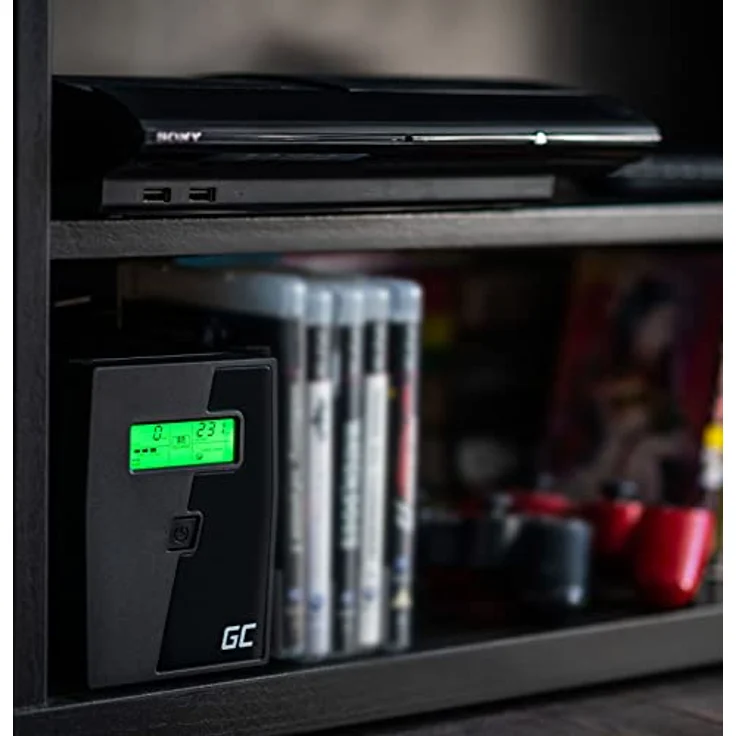 Green Cell® UPS USV Unterbrechungsfreie Stromversorgung 800VA (480W) mit Überspannungsschutz 230V Line-Interactive Spannungsregelung AVR USV-Anlage USB/RJ11 2X Schuko Ausgänge LCD Bildschirm – Bild 5