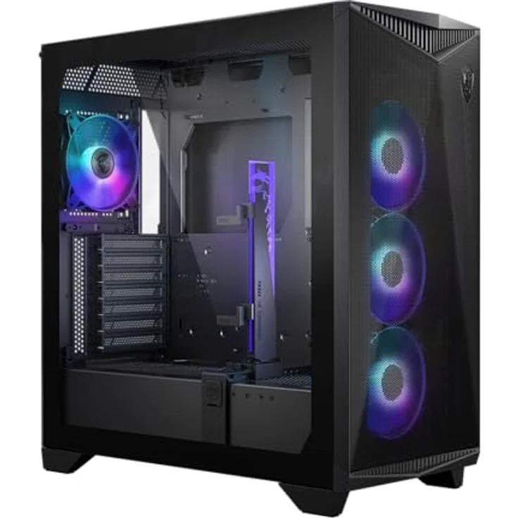 MSI MPG GUNGNIR 300R Airflow Mid-Tower PC-Gehäuse - E-ATX Unterstützung, Grafikkartenständer, schaltbare Halterung, ARGB-PWM-Lüfter, Staubfilter, Kabelführung, USB 3.2 Gen 2x2 Typ-C – Bild 1