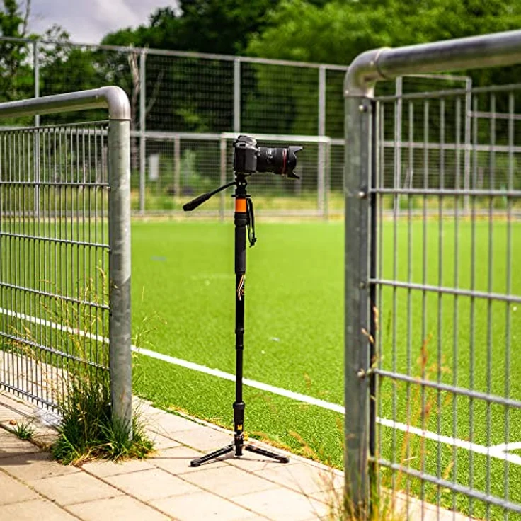 Rollei V6I Aluminium Monopod, Einbein-Stativ mit Ministativ für besonders Guten stabilen Stand. Ideales Videostativ zum filmen bewegter Objekte., 22843 – Bild 4