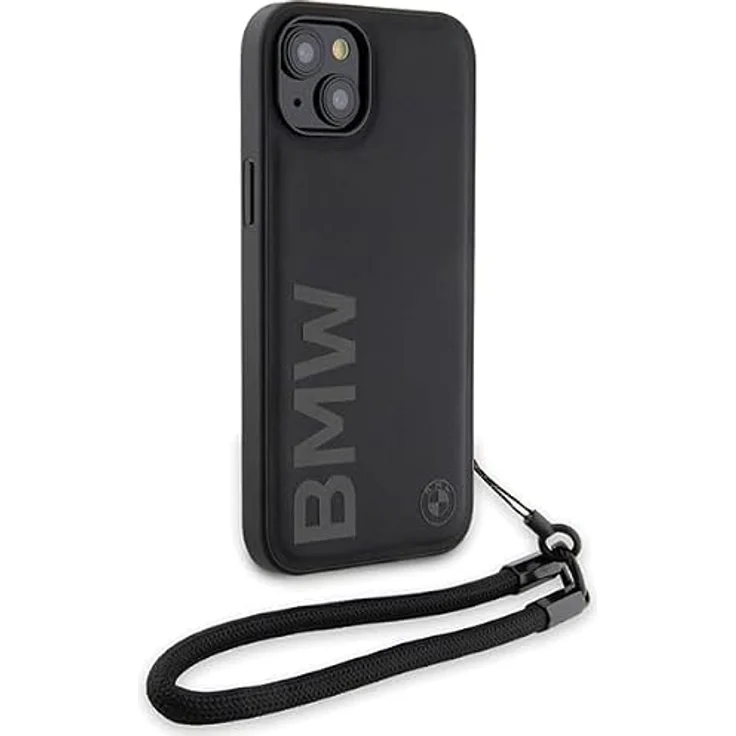 BMW Signature Leather Wordmark Cord Case für iPhone 15/14/13 - Schwarzes, hochwertiges Leder mit elegantem Design und optimalem Schutz – Bild 3