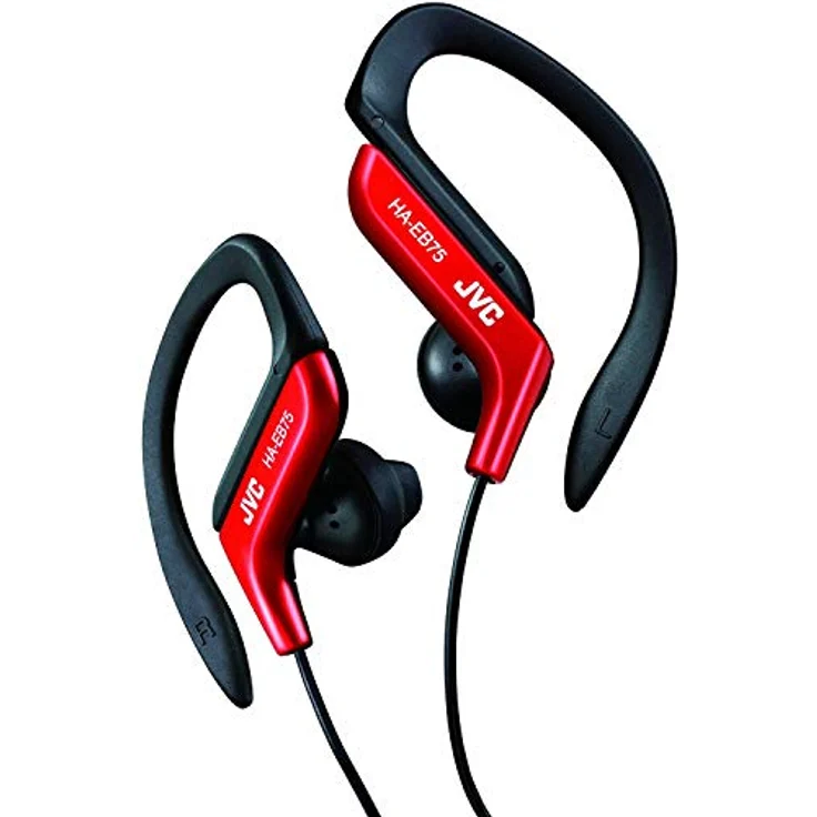 JVC HA-EB75-RN-U Sportkopfhörer mit verstellbarem Haken, 5-Fach verstellbar, spritzwassergeschützt, kraftvoller Bass-Sound, 1,2 m Kabel, kompatibel mit Smartphone, Rot – Bild 2