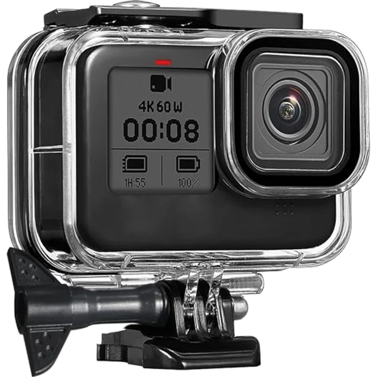 FiTSTILL 60M/196FT Wasserdichtes Gehäuse für Go Pro Hero 8 Black, Schützende Unterwasser-Tauchgehäuseschale mit Halterungszubehör und Anti-Beschlag-Klappen – Bild 1