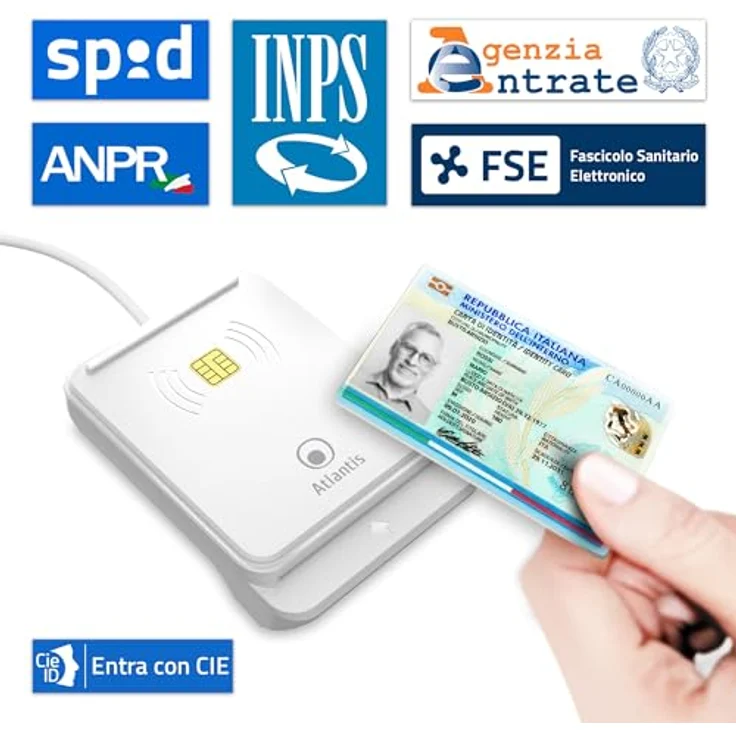 Atlantis CIE 3.0 Kartenleser, elektronischer Personalausweis und Gesundheitskarte, NFC-Technologie, direkter Zugang zu INPS und ANPR – Bild 3