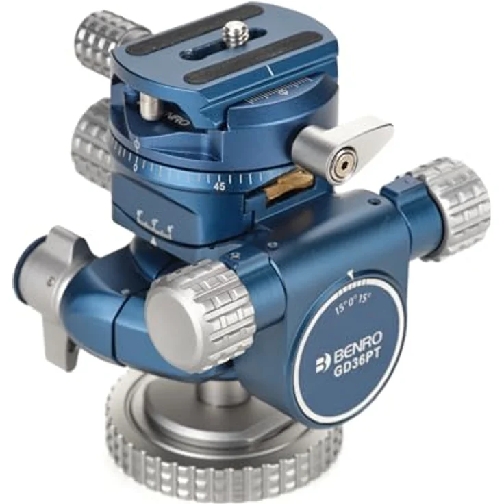 Benro GD36PT 3-Wege-Getriebekopf mit glattem Messinggetriebe, 360° Pan Control und 90° vertikalem Schlitz – Bild 1
