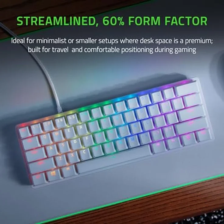 RAZER Huntsman Mini Mercury Edt.(P) Gaming-Tastatur, 60% kompakt, Optische Switches, weiß – Bild 3