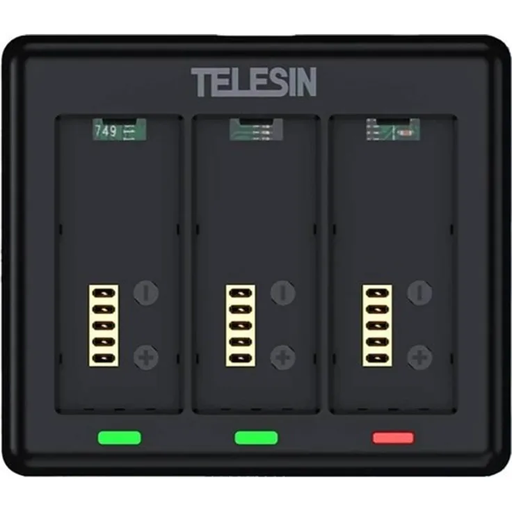 TELESIN S0-BCG-12-TGP, Triple Battery Charger für GoPro Hero 13, schnelles Laden in 3 Stunden, LED-Statusanzeige, leicht und reisetauglich