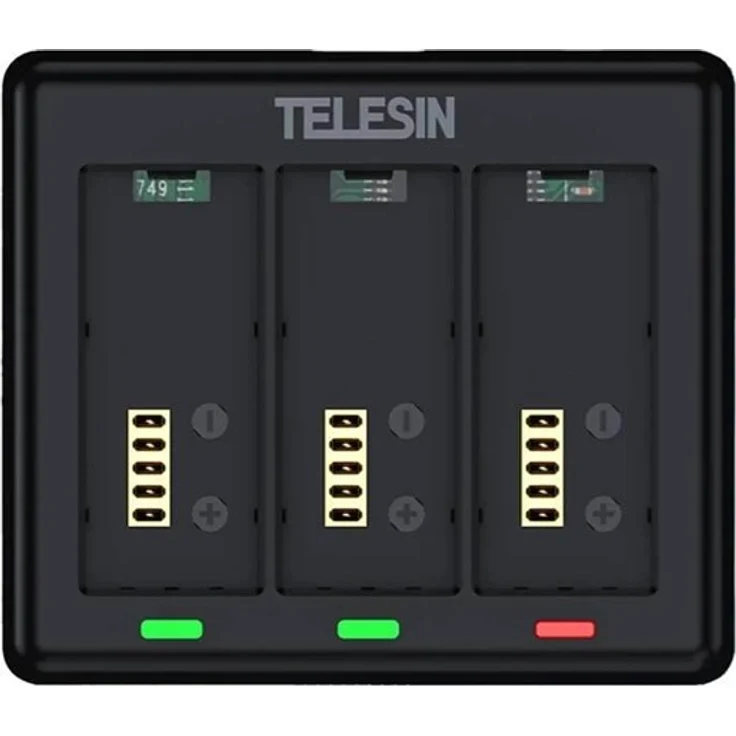TELESIN S0-BCG-12-TGP, Triple Battery Charger für GoPro Hero 13, schnelles Laden in 3 Stunden, LED-Statusanzeige, leicht und reisetauglich