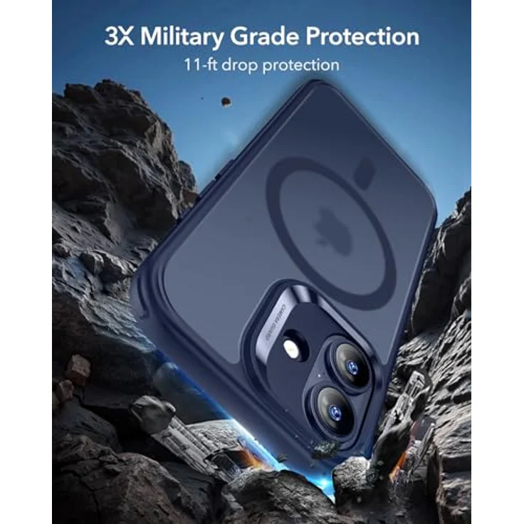 ESR Classic Hybrid HaloLock Case für Apple iPhone 17, MagSafe-kompatibel, frosted Blau (Transparent), Militärschutz mit Kamerasteuerung 1A86100401 – Bild 4