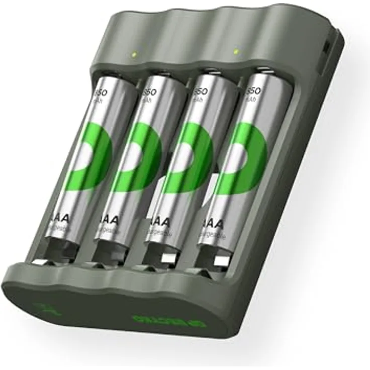 GP RECYKO USB Ladegerät B441 inkl. 4X RECYKO AAA 850 mAh Akku, kompaktes Ladegerät mit intelligenten Sicherheitsfunktionen